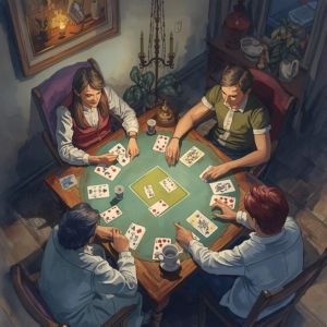 Bàn game bài V79 với các lá bài trải trên nền xanh